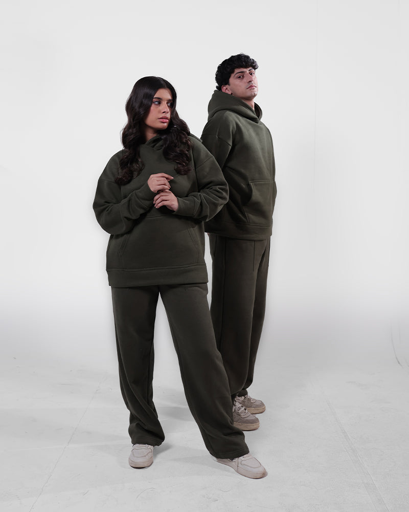 COZY STRAIGHT PANT - OLIVE GREEN